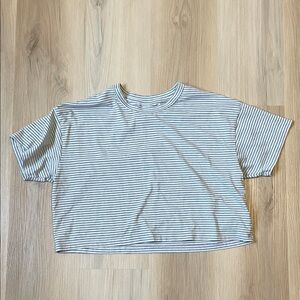 American Eagle Striped Cropped Crewneck Tee